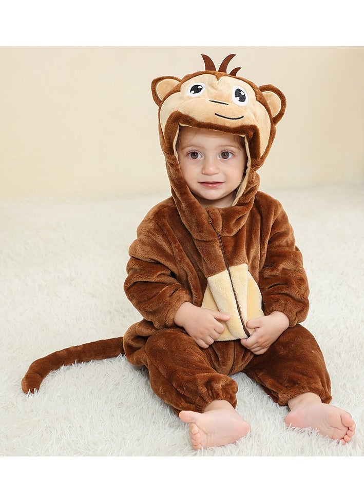 Loquat - Flannel Children's Climbing Clothes Baby Autumn Winter Long Sleeved Clothes Jumpsuit Newborn Cartoon Jumpsuit - Image 1