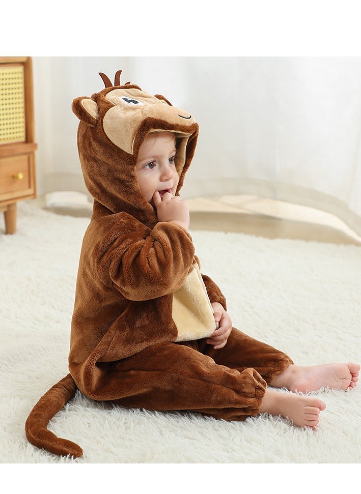 Loquat - Flannel Children's Climbing Clothes Baby Autumn Winter Long Sleeved Clothes Jumpsuit Newborn Cartoon Jumpsuit - Image 1