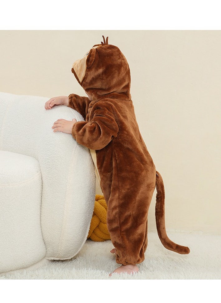 Loquat - Flannel Children's Climbing Clothes Baby Autumn Winter Long Sleeved Clothes Jumpsuit Newborn Cartoon Jumpsuit - Image 1