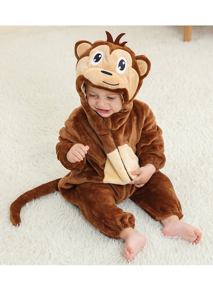 Loquat - Flannel Children's Climbing Clothes Baby Autumn Winter Long Sleeved Clothes Jumpsuit Newborn Cartoon Jumpsuit - Image 1
