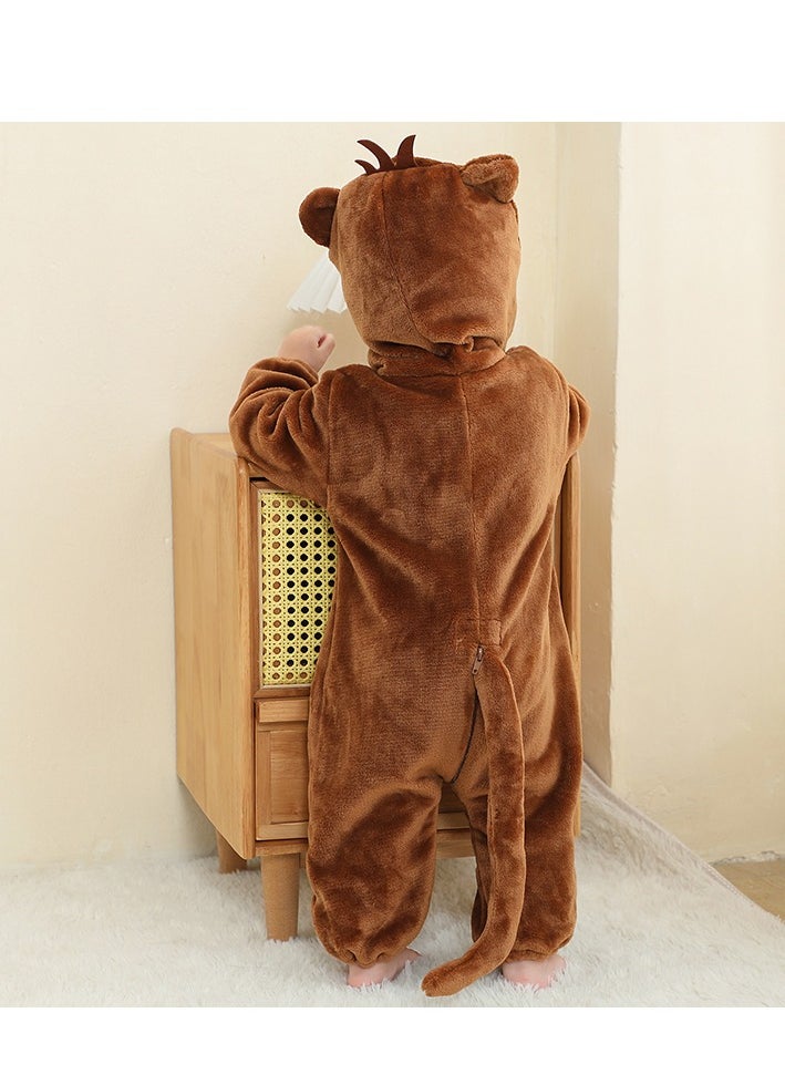 Loquat - Flannel Children's Climbing Clothes Baby Autumn Winter Long Sleeved Clothes Jumpsuit Newborn Cartoon Jumpsuit - Image 1