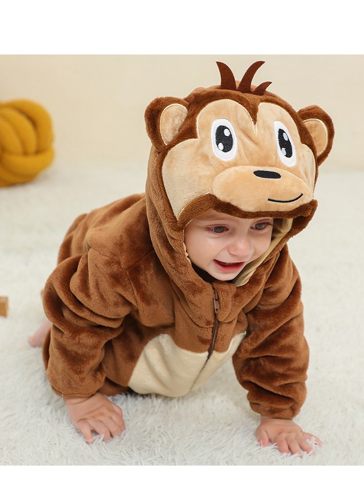 Loquat - Flannel Children's Climbing Clothes Baby Autumn Winter Long Sleeved Clothes Jumpsuit Newborn Cartoon Jumpsuit - Image 1