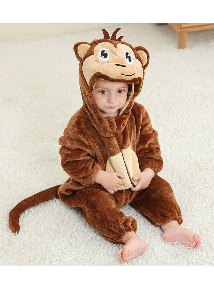 Loquat - Flannel Children's Climbing Clothes Baby Autumn Winter Long Sleeved Clothes Jumpsuit Newborn Cartoon Jumpsuit - Image 1