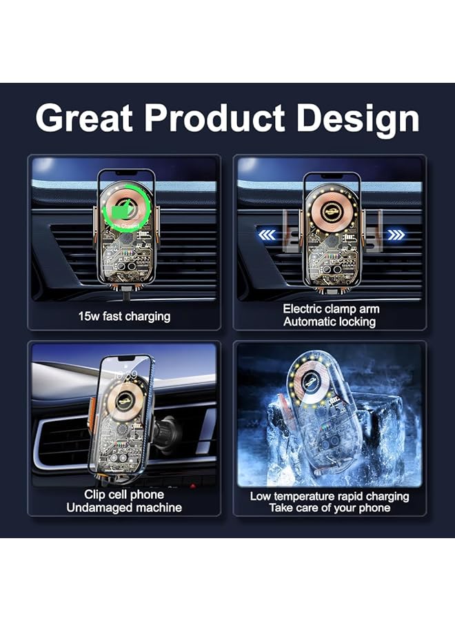 كاست ويف حامل هاتف لاسلكي للسيارة مع شحن سريع Qi 15 وات ومشبك تلقائي للأجهزة من 4.7 إلى 7.2 بوصة - Image 4