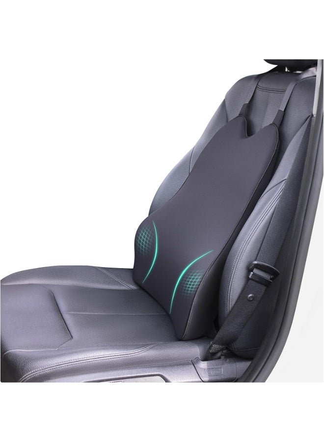 Lumbar Support Pillow for Car Seat/Home Chair/Dining Chair - Soft Memory Foam Back Support for Sitting or Driving Fatigue/Back Pain Relief - Dual Straps Fix The Back Support Pillow Pillow-Black - Image 1