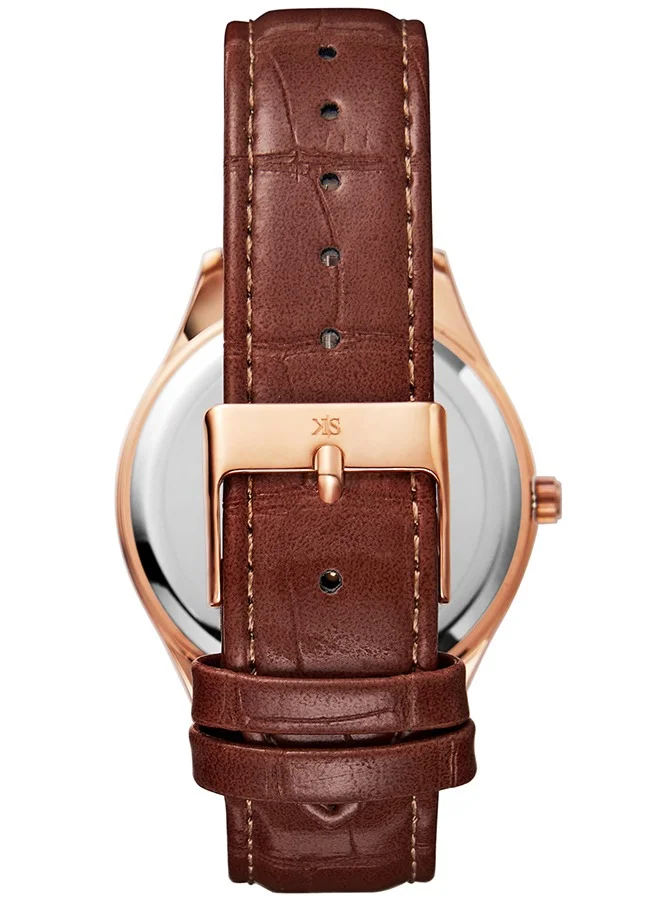 كينيث سكوت Kenneth Scott Men's Quartz Movement Watch, Analog Display and Polyurethene Strap - K22014-RLDW, Brown