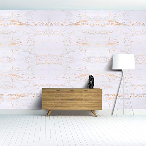 RAUSHIK Waterproof Smoke White Marble with Golden Texture Contact Paper Wallpaper Stickers for Cupboard Door, Almirah, Tabletop, Wall, DIY & Other Renovation Projects : 24x120 Inch - Image 2