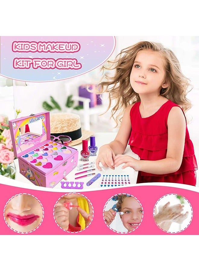 RollsTimi  Kids Makeup Kit for Girl,Kids Real Makeup Kit for Little Girls with Unicorn Box,Washable Makeup for Little Girls,Pink - Image 5