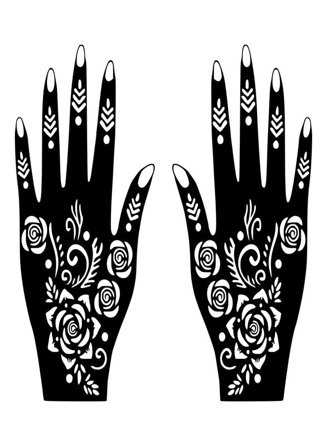 VANVATI Traditional Look Mehndi Stencil Sticker Left & Right Hand Design Set Easy to Apply - Image 2