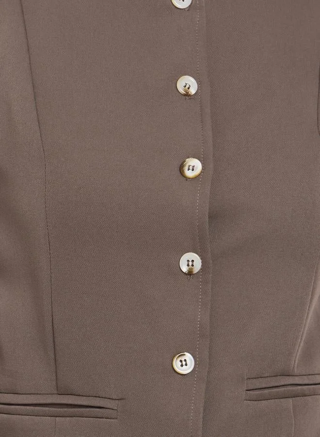 Styli Sleeveless Brown Waistcoat