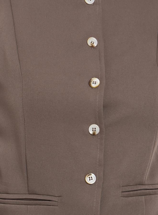 Styli Sleeveless Brown Waistcoat - Image 4