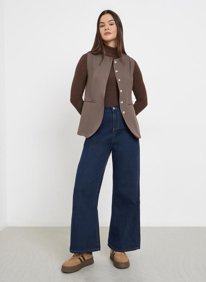 Styli Sleeveless Brown Waistcoat - Image 2