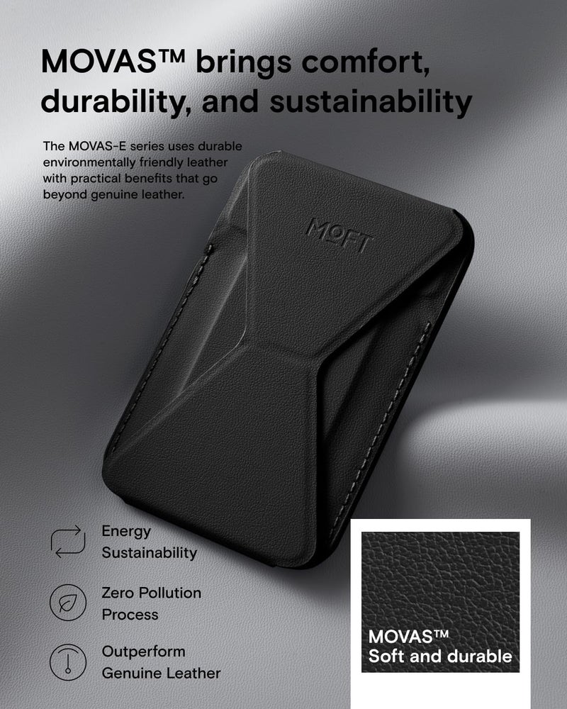 MOFT Magnetic Wallet Stand Compatible with iPhone 17/16/15/14/13/12 Series, Angle Adjustment & Magsafe Compatible MOVAS Phone Stand,Jet Black - Image 4