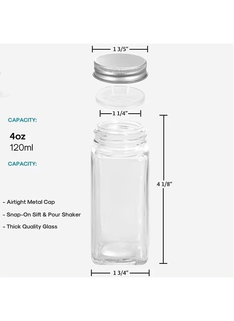 VINCENZO VINCENZO 120 ML Glass Spice Jars with LidsSpices Seasonings Sets Organizer Spice Containers Airtight Food Canisters 6  - Image 5