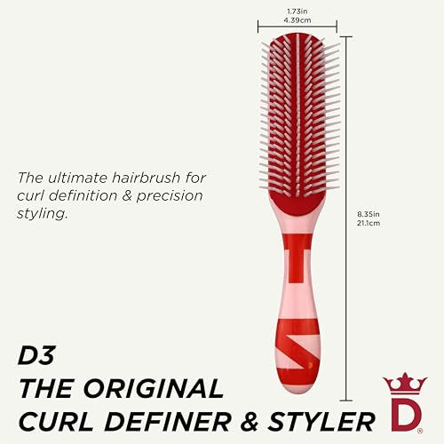 Denman D3 Curly HairBrush for Women & Men – 7 Row Detangling & Curl Defining Brush for Natural Curly, Coily, Wavy Hair – Styling Brush for Smooth defined Curls - Image 2