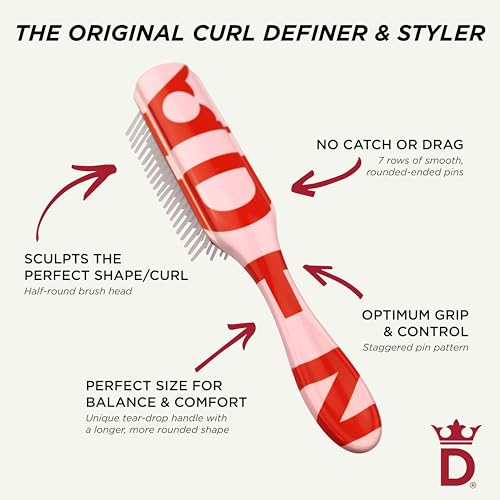 Denman D3 Curly HairBrush for Women & Men – 7 Row Detangling & Curl Defining Brush for Natural Curly, Coily, Wavy Hair – Styling Brush for Smooth defined Curls - Image 5