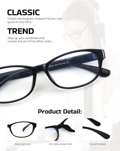SODQW Rectangle Fake Glasses Blue Light Glasses for Women Office-Siren Eyewear Non Prescription Clear Lens Lady Glasses - Image 3