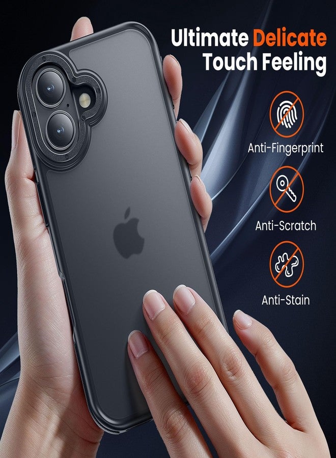 جراب Yriklso لهاتف iPhone 16، مقاوم للصدمات، حماية من السقوط بمعايير عسكرية، جراب خلفي صلب رفيع وشفاف لهاتف iPhone 16 (6.1 بوصة)، حافة سوداء - Image 3