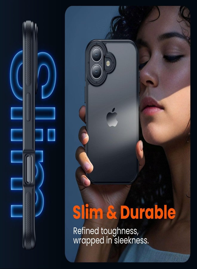 جراب Yriklso لهاتف iPhone 16، مقاوم للصدمات، حماية من السقوط بمعايير عسكرية، جراب خلفي صلب رفيع وشفاف لهاتف iPhone 16 (6.1 بوصة)، حافة سوداء - Image 4