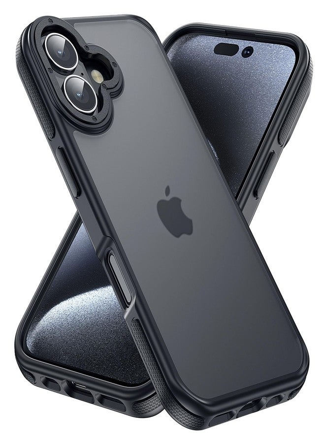 جراب Yriklso لهاتف iPhone 16، مقاوم للصدمات، حماية من السقوط بمعايير عسكرية، جراب خلفي صلب رفيع وشفاف لهاتف iPhone 16 (6.1 بوصة)، حافة سوداء - Image 1