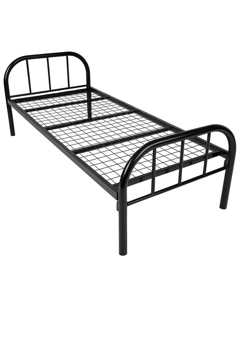 l'elefante l'elefante Single Metal Bed Frame 90x190 cm – Heavy Duty Steel Bed for Adults, Staff, Hostel & Guest Room – Black Powder Coated Finish – Noise-Free, Strong & Easy to Assemble  - Image 1