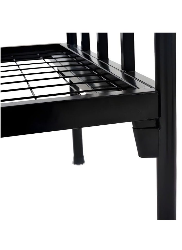 l'elefante l'elefante Single Metal Bed Frame 90x190 cm – Heavy Duty Steel Bed for Adults, Staff, Hostel & Guest Room – Black Powder Coated Finish – Noise-Free, Strong & Easy to Assemble  - Image 2