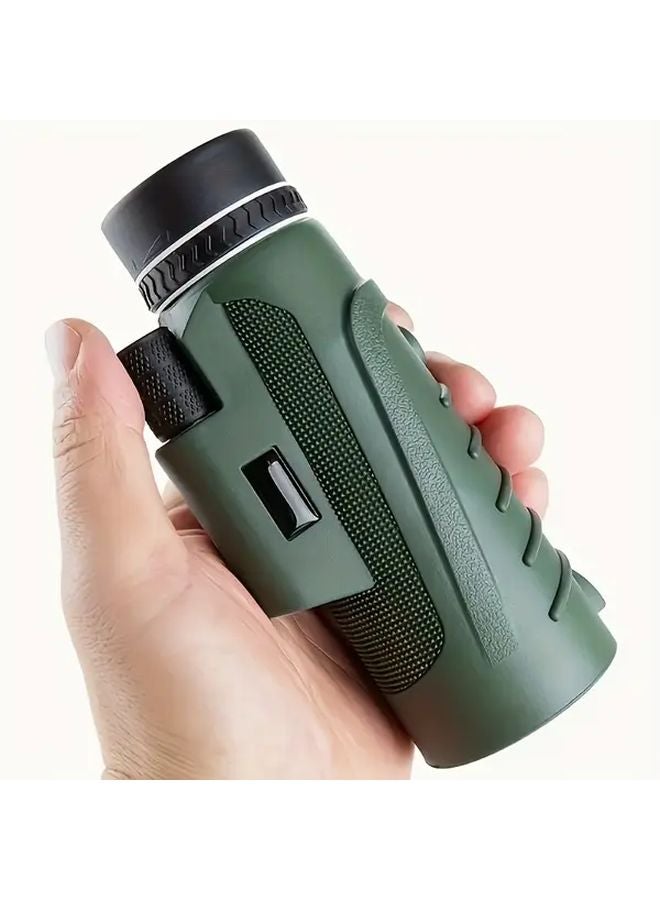 Green Monocular Telescope 10x Magnification Adjustable Focus Portable for Bird Watching Camping Hiking Concerts - Image 1