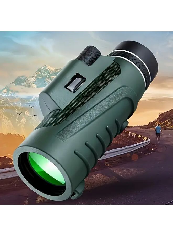 Green Monocular Telescope 10x Magnification Adjustable Focus Portable for Bird Watching Camping Hiking Concerts - Image 2