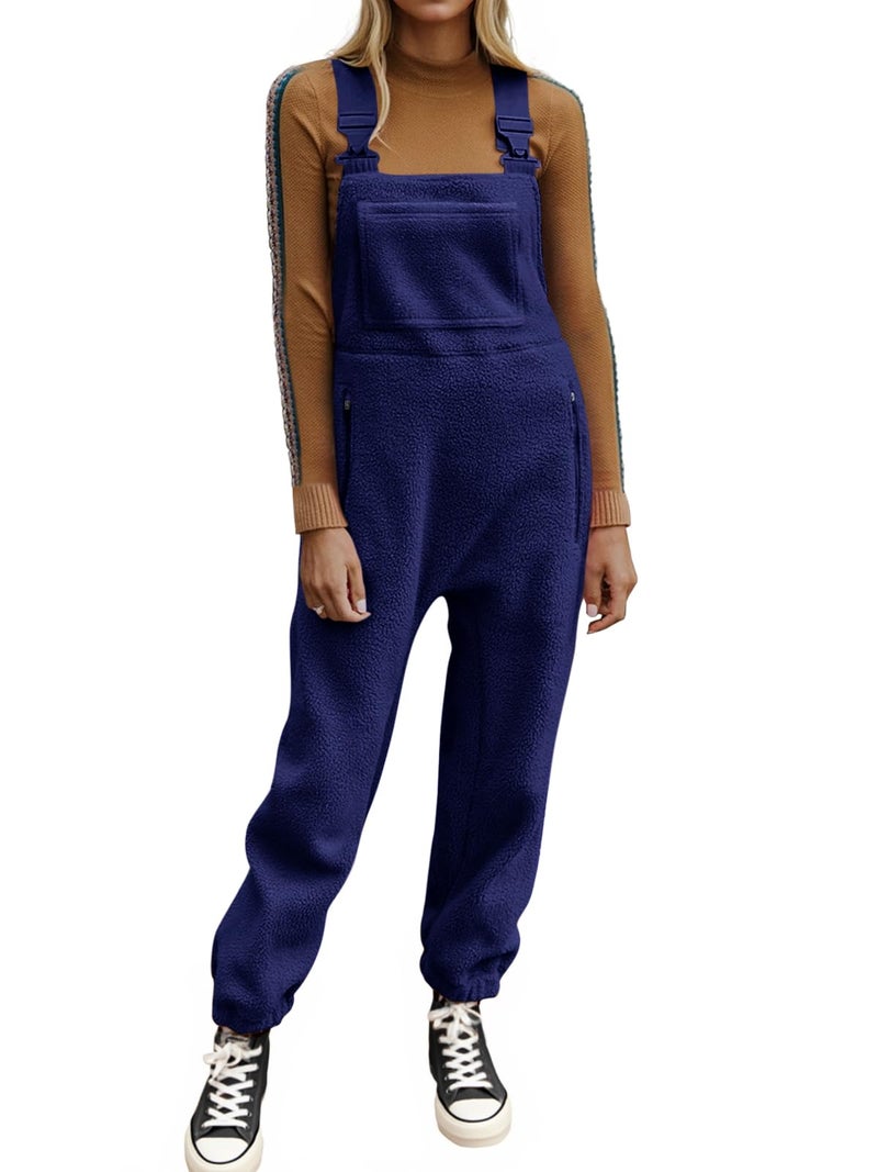 Ebifin Women's Fleece Warm Overalls Winter Loose Casual Jumpsuits with Pockets - Image 1