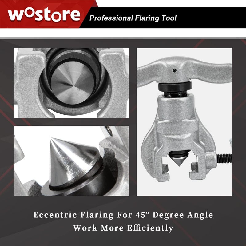 Wostore Eccentric Flaring Tools Set and Tube Cutter Kit for 7 Dies Sizes 3/16-3/4inch Refrigeration HVAC 45 Degree Heavy Duty - Image 4