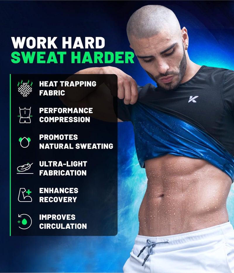 Kewlioo Men's Sauna Suit Shirt - Heat Trapping Sweat Compression Vest, Shapewear Top for Men, Sweat More & Look Great, Gym Workout Exercise Versatile Heat Shaper Jacket (Multicolor, L) - Image 3