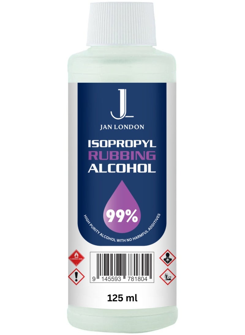 JAN LONDON Isopropyl Rubbing Alcohol, IPA 99.9% High Purity – Multipurpose Disinfectant & Cleaner for Surfaces, Electronics, First-Aid, and More – Fast Evaporating, Residue-Free, 125ml  - Image 1