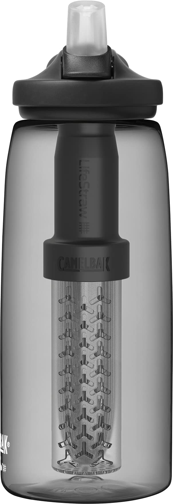 CAMELBAK زجاجة مياه CamelBak eddy+ مع فلتر مياه من LifeStraw مدمج مع فلتر من مرحلتين - للتنزه  الرحلات  السفر  والاستعداد للطوارئ - 32 أونصة من Tritan Renew  الفحم - Image 2