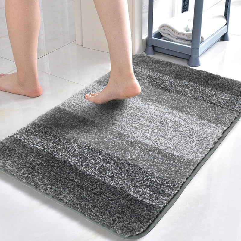 Artnice Grey Rugs for Bathroom 24 x 16Luxury Soft and Absorbent Microfiber Bathroom Rugs Non Slip WashablePlush Shaggy Bath CarpetsMachine Wash Quick DryingBath Mats for Bathroom FloorTubShower