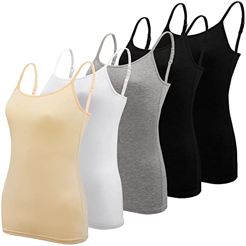BQTQ 5 Pcs Womens Camisole Tank Tops Undershirt Spaghetti Strap Camisoles Pack, L - Image 1