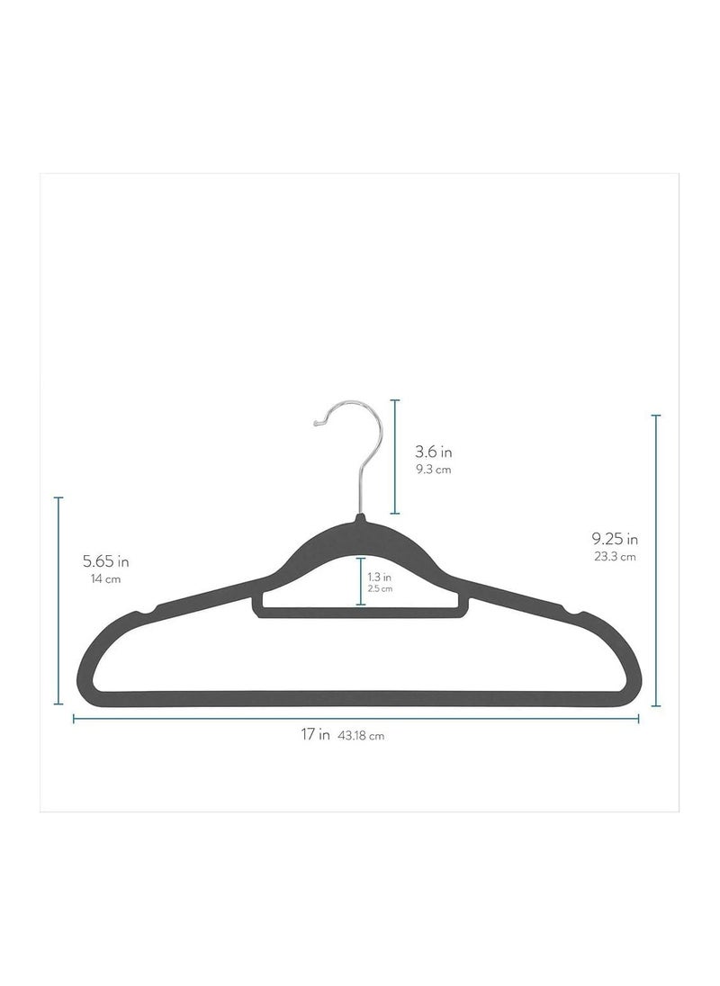 D'HOME D'Home Non-Slip Velvet Suit Hangers – Premium Ultra-Thin Space Saving Hangers with 360° Swivel Hook, Strong & Durable, Hold Up to 10 lbs – Ideal for Coats, Dresses, Pants, Tops – Grey (Pack of 100)  - Image 2