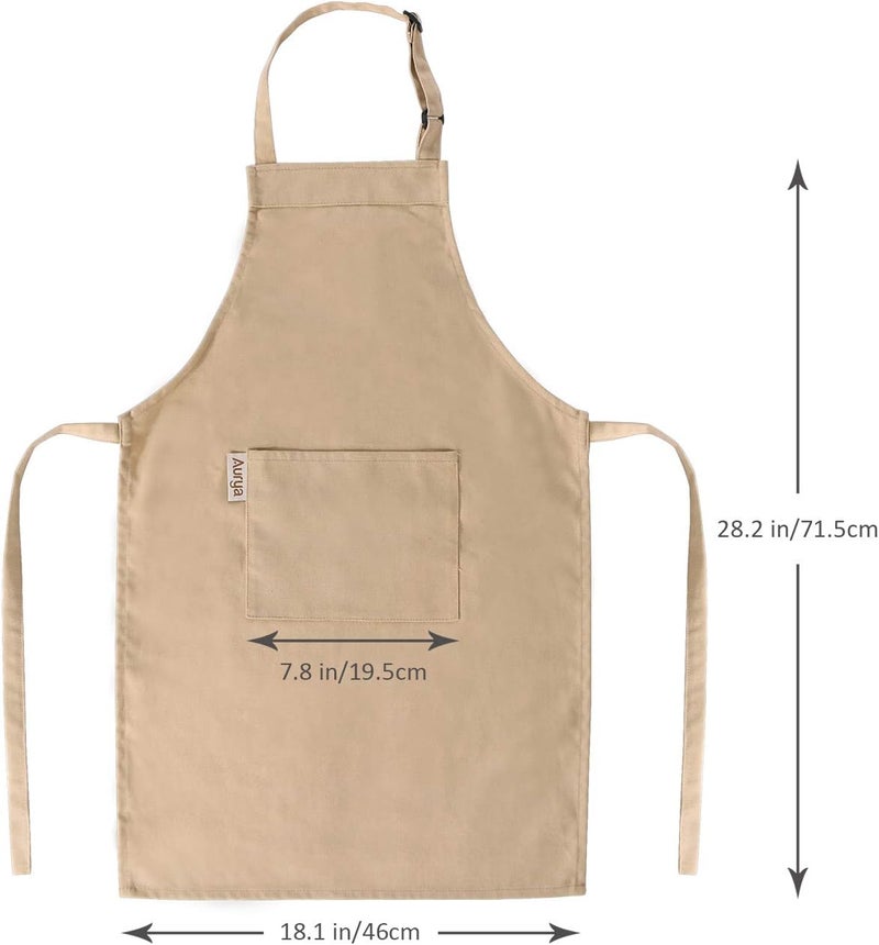 Aurya Kids Apron and Chef Hat Set-Adjustable Child Apron for Boys and Girls for Cooking Baking Khaki - Image 4