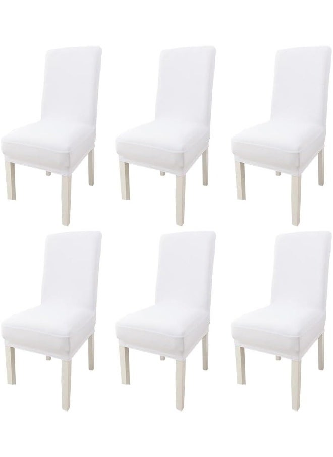 DUNISO 6 Pcs Dining Room Chair Covers，Stretchable Dining Chair Covers,Stretch Table Chair Covers,Soft Fabric Removable and Washable Fit for Dinning Room, Old Chair, Wedding Ceremony,Beige  - Image 1