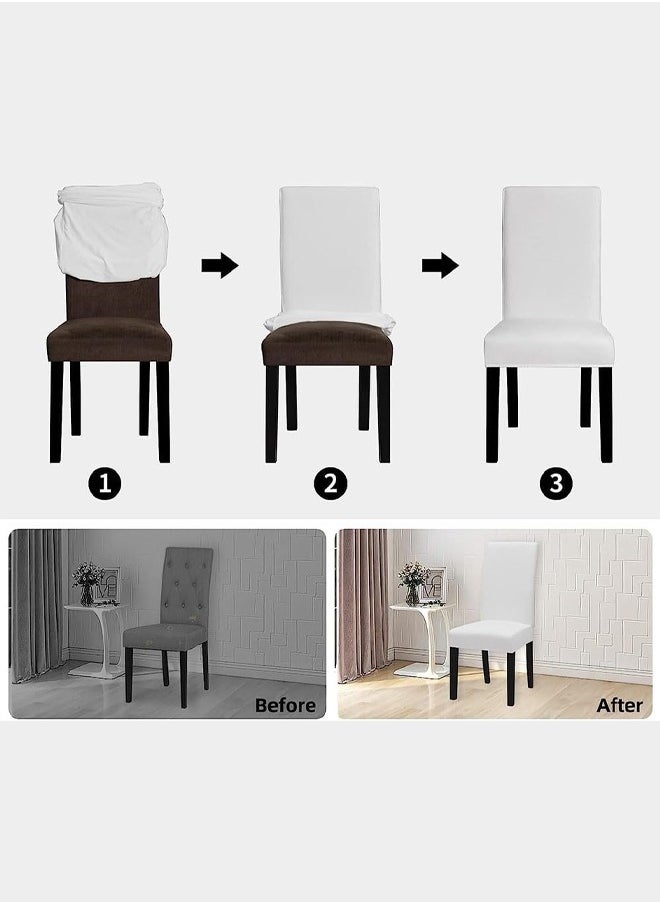 DUNISO 6 Pcs Dining Room Chair Covers，Stretchable Dining Chair Covers,Stretch Table Chair Covers,Soft Fabric Removable and Washable Fit for Dinning Room, Old Chair, Wedding Ceremony,Beige  - Image 3
