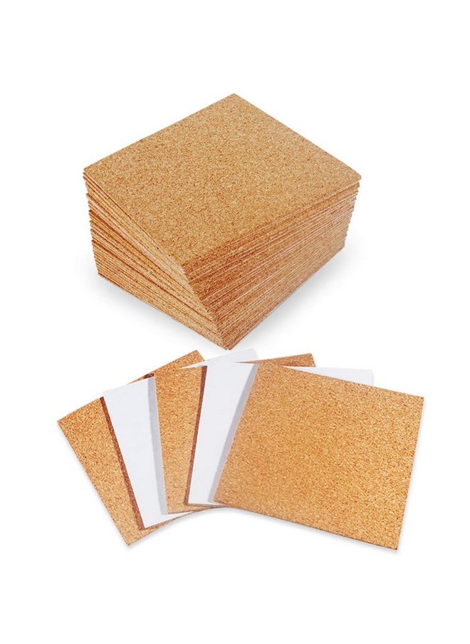 Heqishun 30 Pack Self-Adhesive Cork Squares 4” x 4” Cork Tiles Cok Bcking Sheets Cork Coasters Square for DIY Crafts  - Image 1