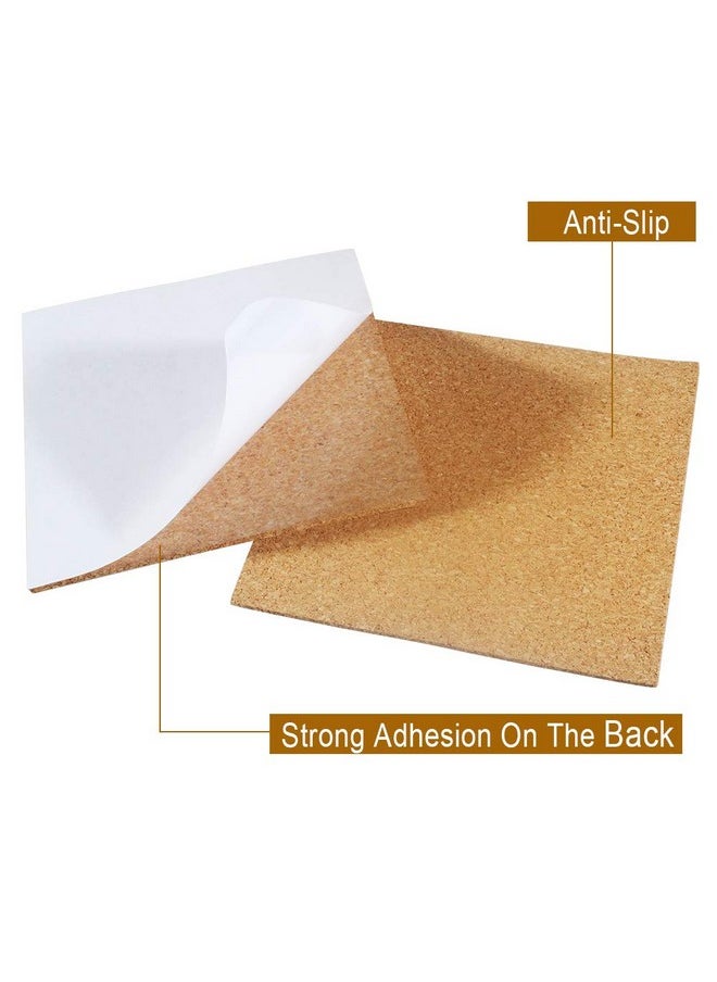 Heqishun 30 Pack Self-Adhesive Cork Squares 4” x 4” Cork Tiles Cok Bcking Sheets Cork Coasters Square for DIY Crafts  - Image 2