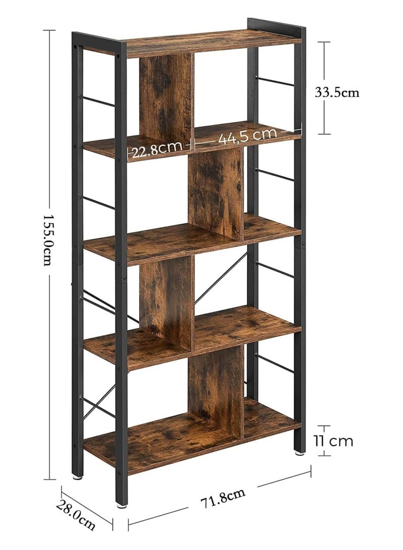 Gogoya Bookshelf, 4-Tier Bookcase, Storage Shelving Unit, Display Shelf with Open Compartments for Living Room Home Office, Bedroom, Industrial - Image 2