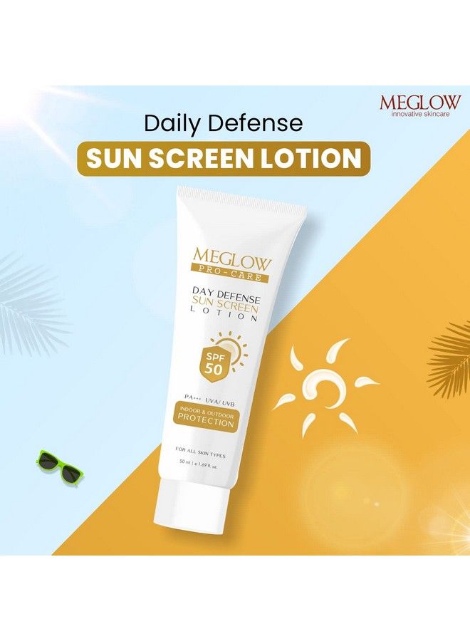 MEGLOW Procare Day Defense Sunscreen Lotion With Spf 50 Pa+++;Uva/Uvb;Water Resistant;Broad Spectrum;Blue Light Indoor & Outdoor Protection;Intense Hydration For All Skin Types(50Ml Unisex) - Image 3