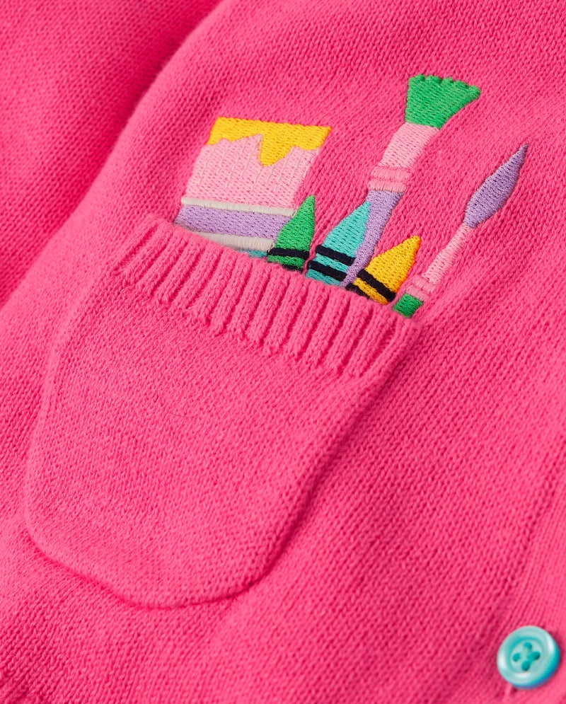Gymboree,and Toddler Long Sleeve Cardigan Button Up Sweater,Back to School Pink,8 - Image 2
