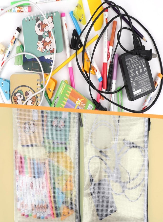 YOPCDJ 24 Pack A4 Mesh zipper pouch bags, Storage Bags, File Bags for Classroom Organization, Zipper Pouches of office supplies, Puzzles, Board Game Storage（Black） - Image 5