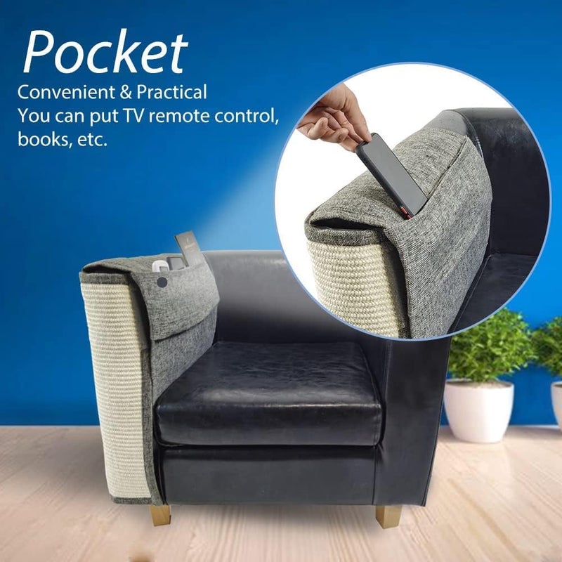 Mofish Large Cat Scratcher Couch Protector, All Inclusive Cat Anti-Scratch Pad, Natural Sisal Furniture Prevent From Cats - Corner Cat Scratcher for Sofas, Chairs (Light grey left) - Image 5
