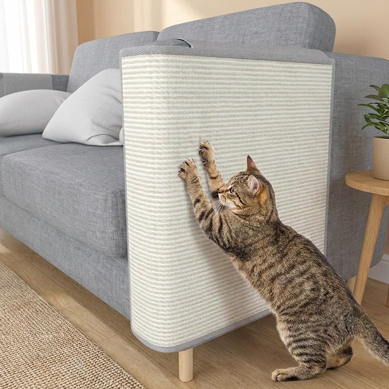 Mofish Large Cat Scratcher Couch Protector, All Inclusive Cat Anti-Scratch Pad, Natural Sisal Furniture Prevent From Cats - Corner Cat Scratcher for Sofas, Chairs (Light grey left) - Image 1