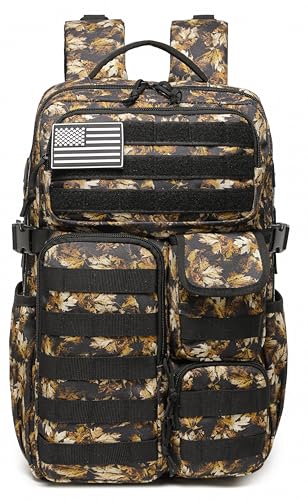 Wotony Tactical Backpack Military waterproof backpack with multiple pockets and tactical gear for the outdoors Yellow Maple Leaf 25L - Image 3