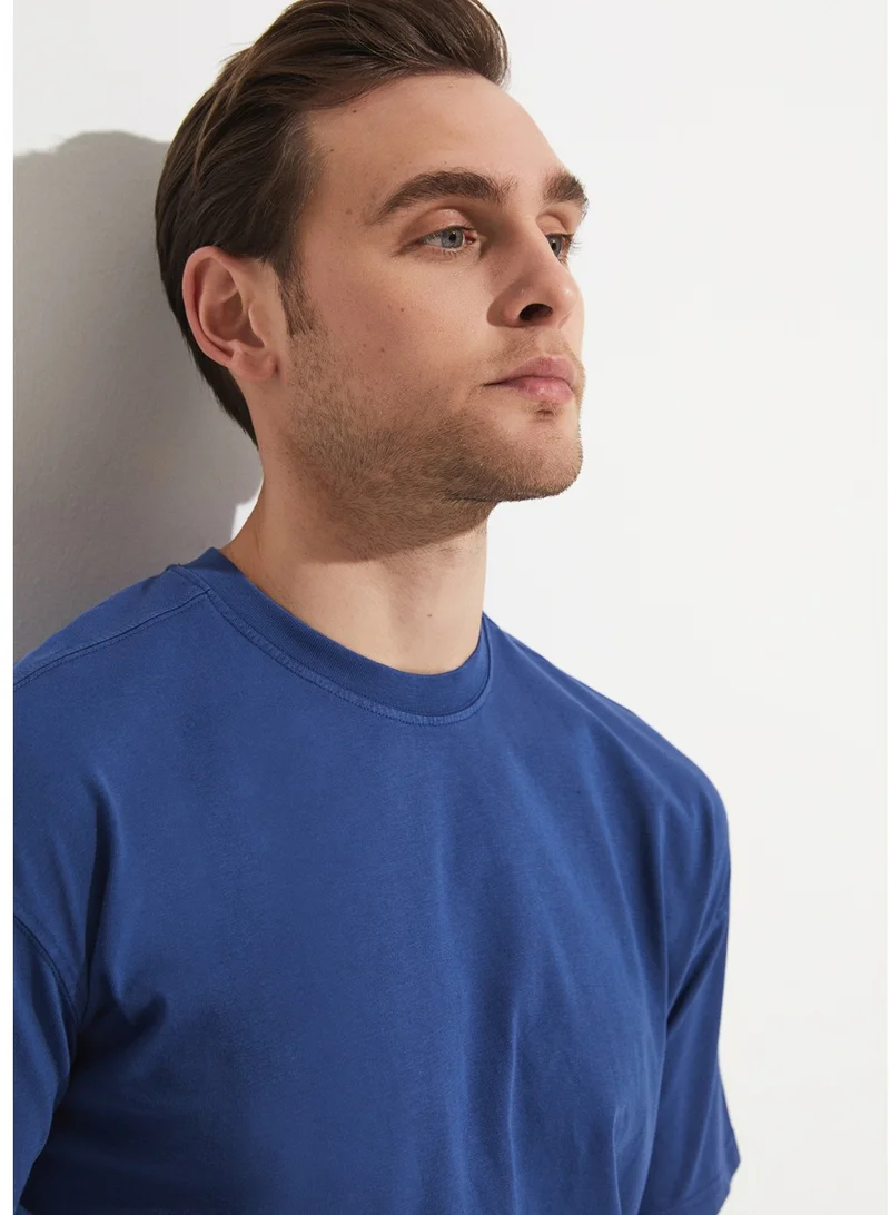 JUNE June Men Wash Detailed Tshirt Navy