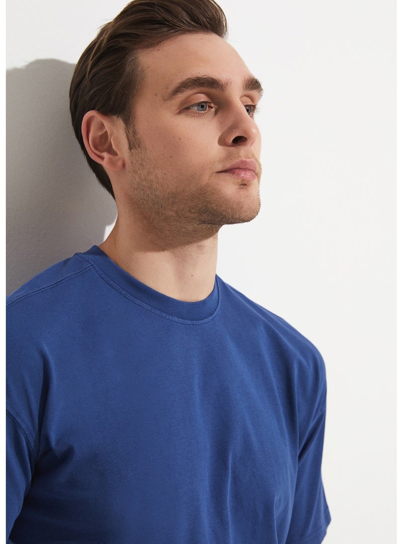 جون تيشيرت رجالي قطن أزرق داكن - Image 2